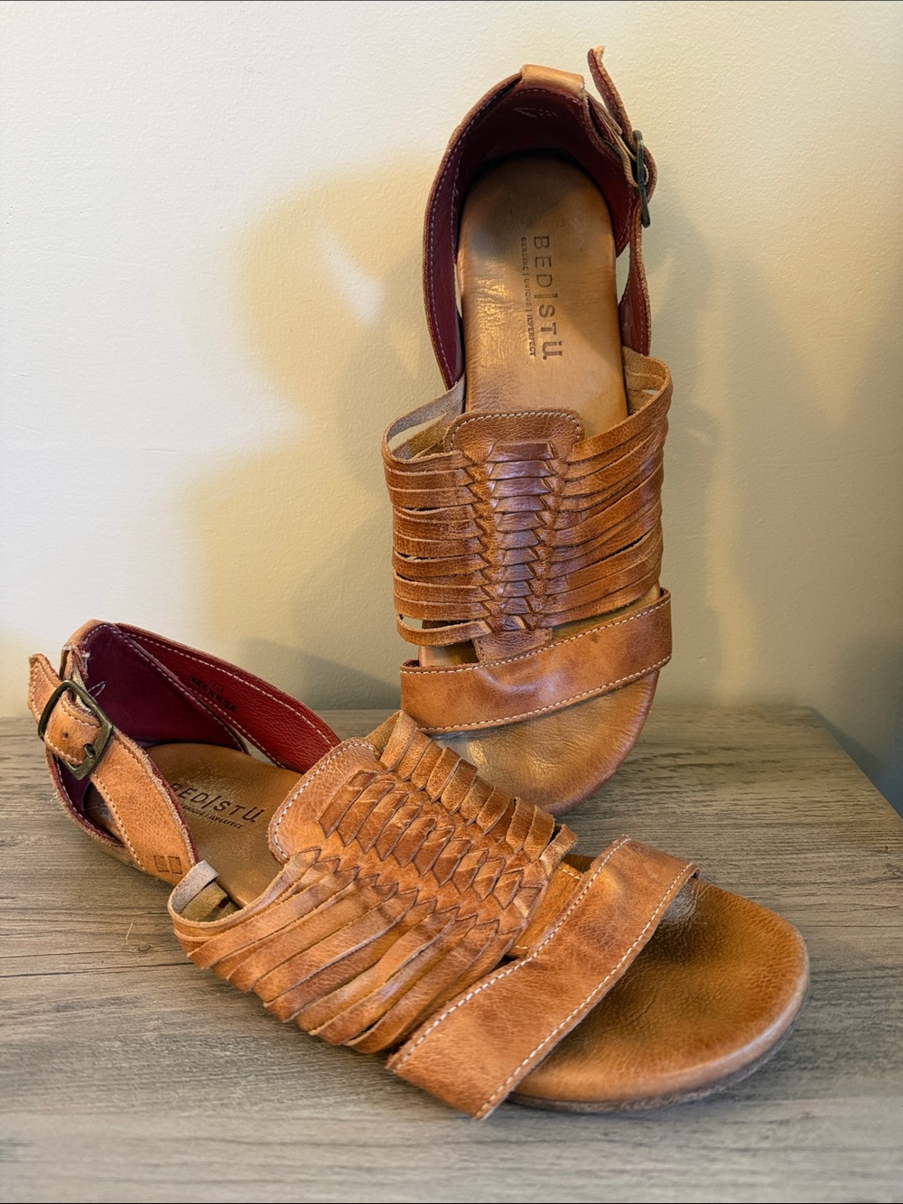 BED|STU Tan Woven Leather Sandals 9.0